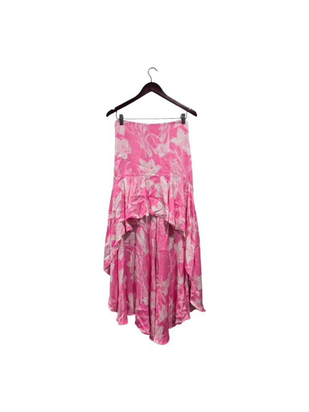 Free People Women's Aurora Pink White Floral Hi-Low Hem Skirt Zip Back Sz 4/6 Sm
